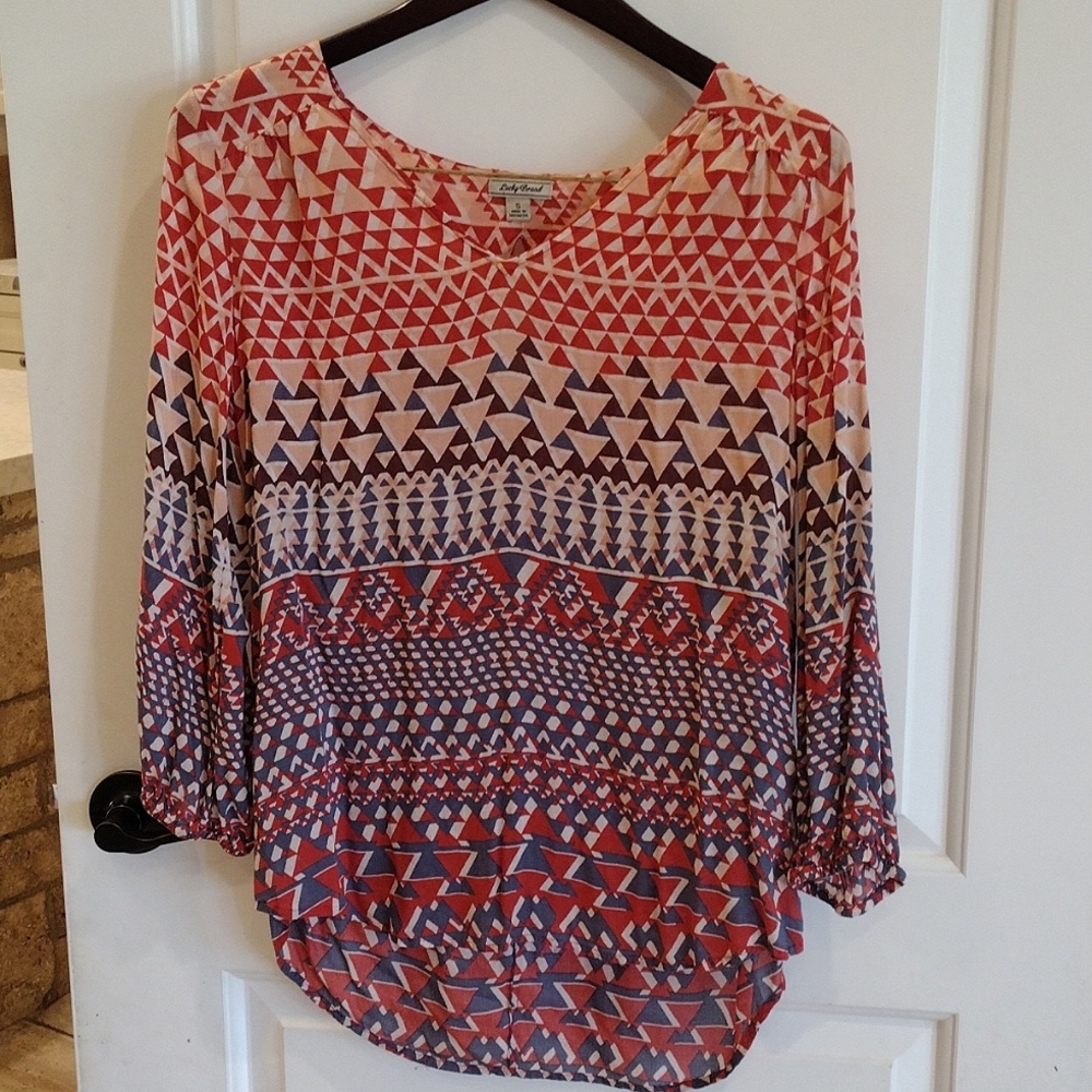 Lucky Brand Size Small High Low Rayon Top Multi Color